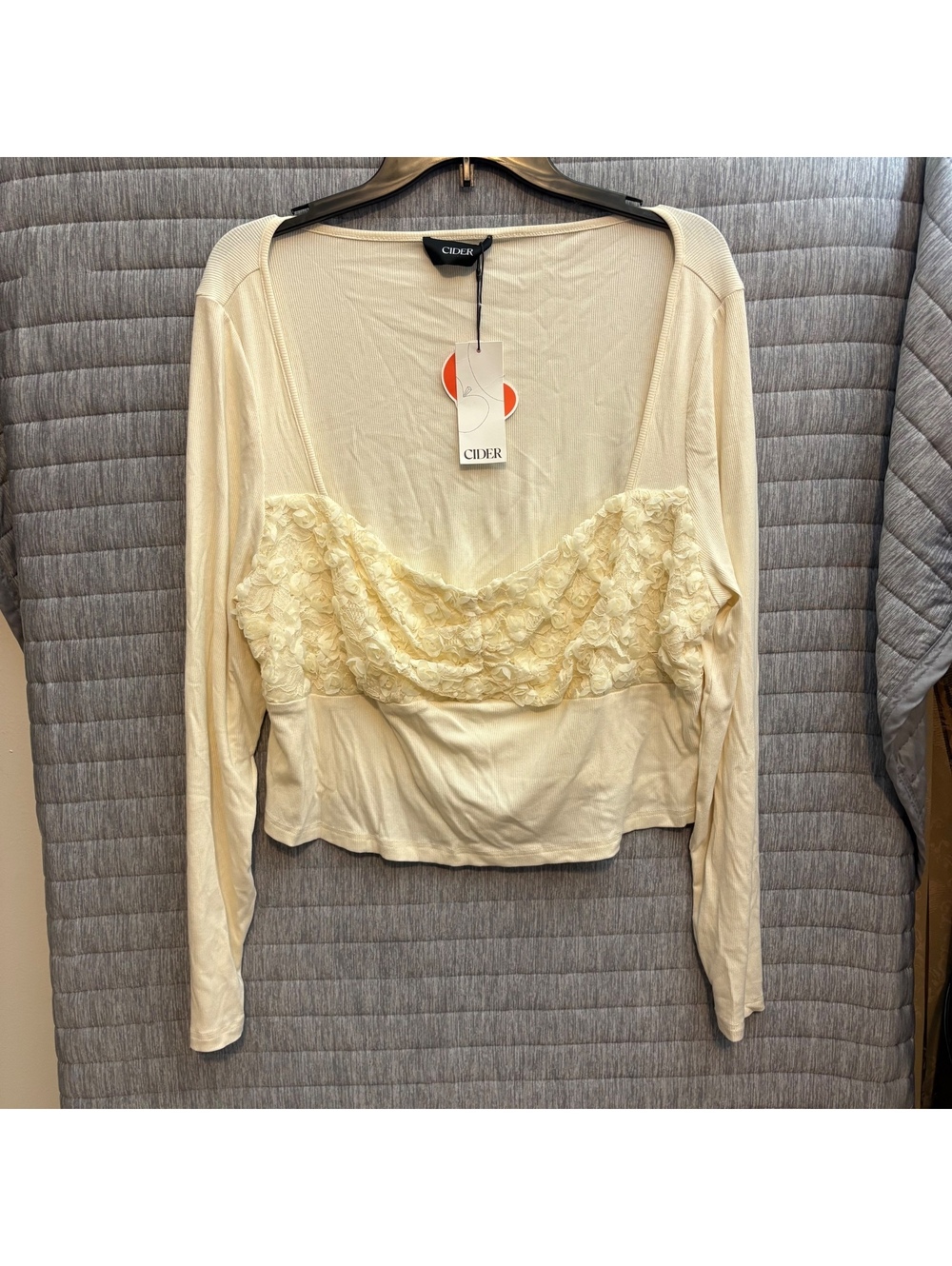 Cider Long Sleeve Top 2XL Cream Lace Floral Fairy Cottagecore Coquette NWT